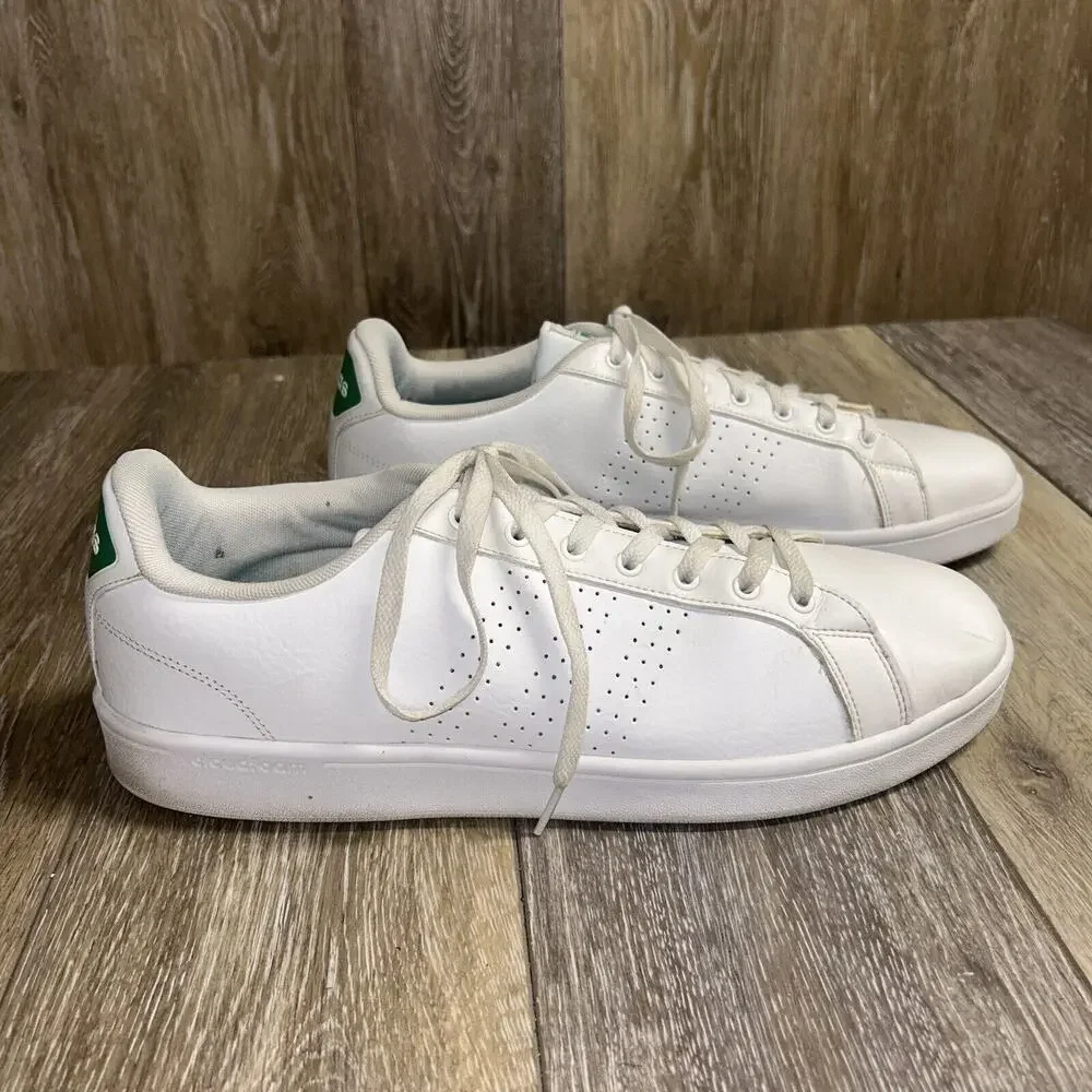 Adidas Mens US Size 13 Cloudfoam Advantage AW3914 White Leather Sneaker Shoes